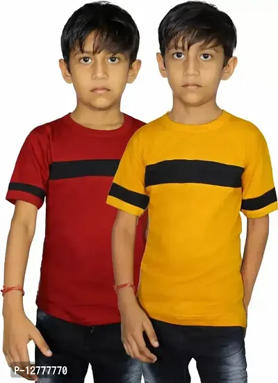 Stylish Fancy Pure Cotton T-Shirts For Boys Pack Of 2-thumb0
