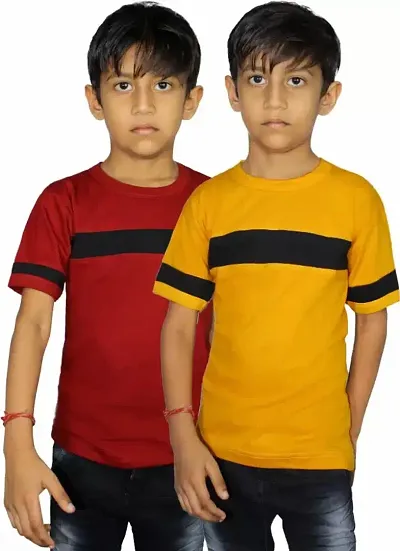 Stylish Fancy Pure T-Shirts For Boys Pack Of 2