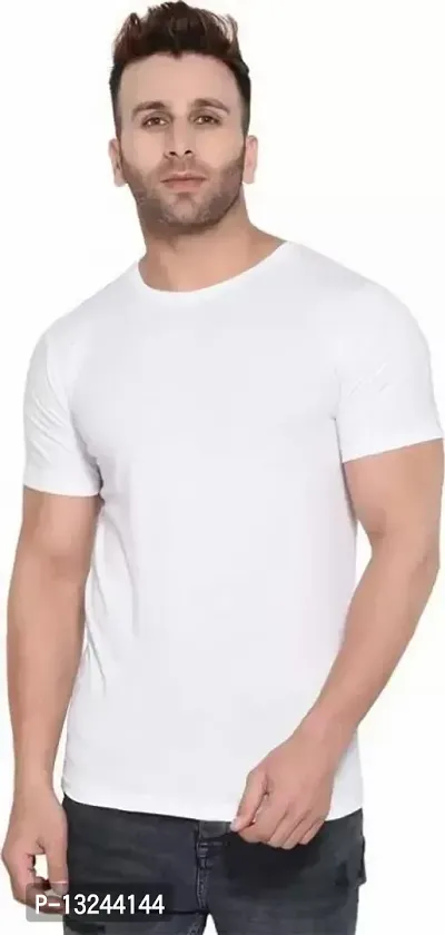 Reliable White Cotton Solid Round Neck Tees For Men-thumb0