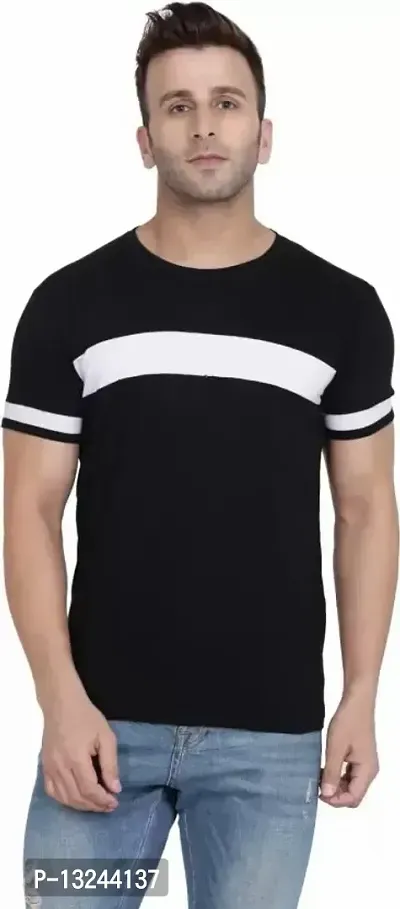 Reliable Multicoloured Cotton Striped Round Neck Tees For Men-thumb0