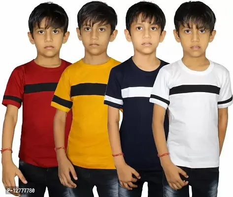 Stylish Fancy Pure Cotton T-Shirts For Boys Pack Of 4-thumb0