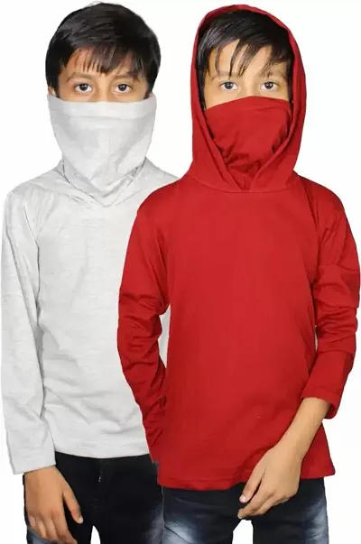Boys Cotton T shirt With Attached Mask
