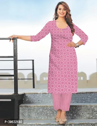 Stylish Pink Khadi Cotton Printed Kurta Bottom Set For Women-thumb0