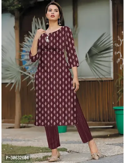 Stylish Maroon Khadi Cotton Printed Kurta Bottom Set For Women-thumb0