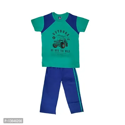 Boys Clothing Sets Pure Cotton Top And Bottom (4-5 Years, Multicolour 1)-thumb0