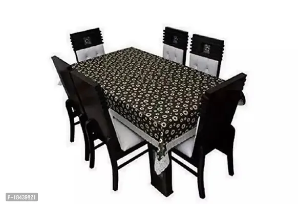 Home 2 To 4 Seater Waterproof Printed Dining Table Cover Brown Color With White Lace (4 Seater Center Table Cover, Size Is 40x60 Inch (Pack Of 1)-thumb0