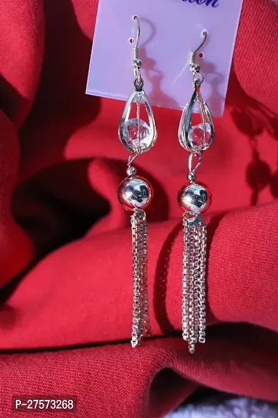 Beautiful silver Brass Drop Earrings For Women-thumb0