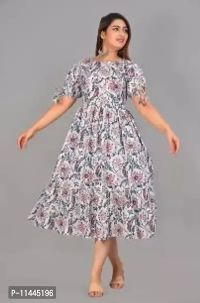 Women Stylish Rayon Printed A-Line Dress