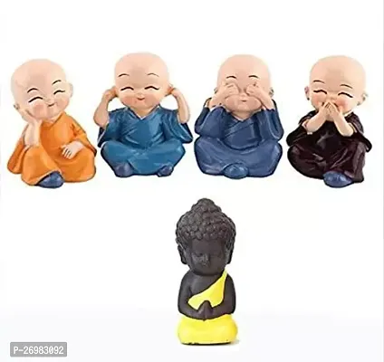 Child Baby Buddha With 4 Laughing Buddha Statue Yellow Set Of 5-thumb0