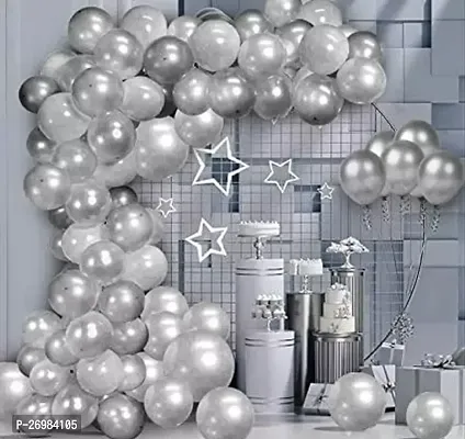 Party Propz Silver Balloons for Decoration 50Pcs Silver Balloons-thumb0