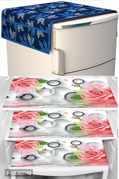 Classy Printed Fridge Cover and Mat, Combo set