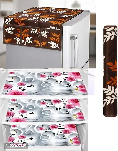 Classy Printed Fridge Cover and Mat, Combo set