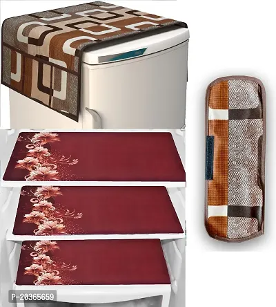 Classy Printed Fridge Cover and Mat, Combo set