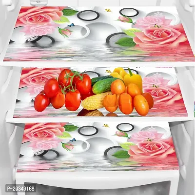 Classy Printed PVC Fridge Mat, Pack of 3