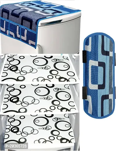 Classy Printed Fridge Cover and Mat, Combo set