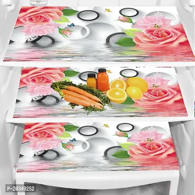 Classy Printed PVC Fridge Mat, Pack of 3