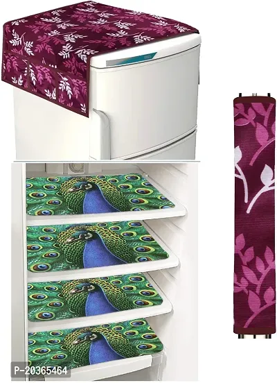 Classy Printed Combo set Cover for Fridge, Pack of 5-thumb0