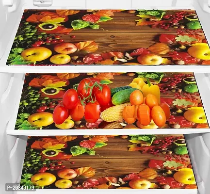 Classy Printed PVC Fridge Mat, Pack of 3