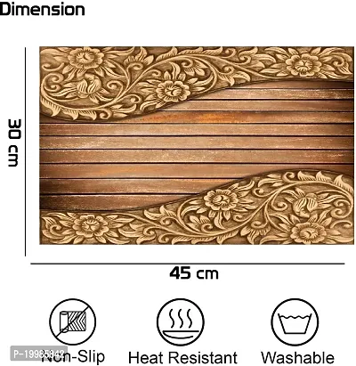 REVEXO Placemats Table Mats|PVC Washable Place Mats|Linning Design  Dining Kitchen Restaurant Table (Set of 6, Brown, Polyvinyl Chloride)-thumb2