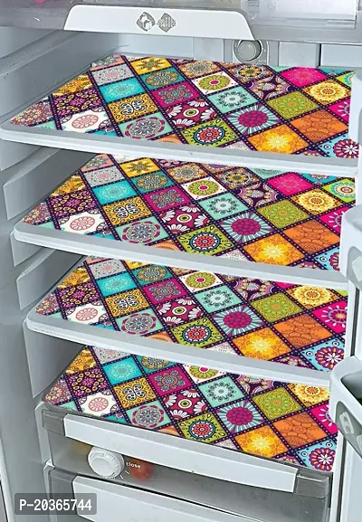 Classy Printed Fridge Cover and Mat, Combo set-thumb3