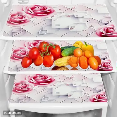 Classy Printed PVC Fridge Mat, Pack of 3