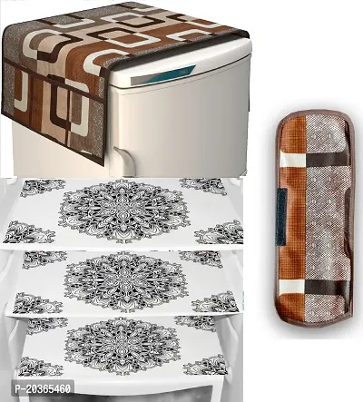 Classy Printed Combo set Cover for Fridge, Pack of 5-thumb0