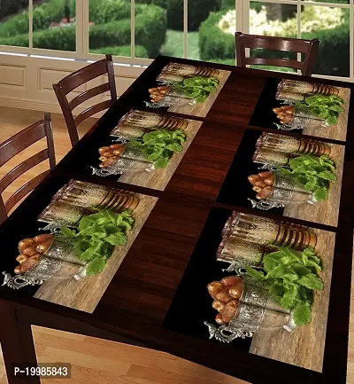 REVEXO Placemats Table Mats|PVC Washable Place Mats|Linning Design  Dining Kitchen Restaurant Table (Set of 6, Brown, Polyvinyl Chloride)