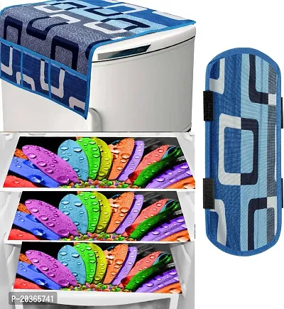 Classy Printed Fridge Cover and Mat, Combo set-thumb0