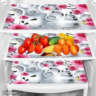 Classy Printed PVC Fridge Mat, Pack of 3