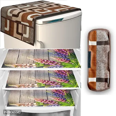 Classy Printed Fridge Cover and Mat, Combo set-thumb0