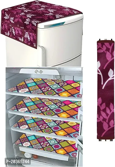 Classy Printed Fridge Cover and Mat, Combo set