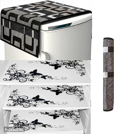 Classy Printed Fridge Cover and Mat, Combo set-thumb0