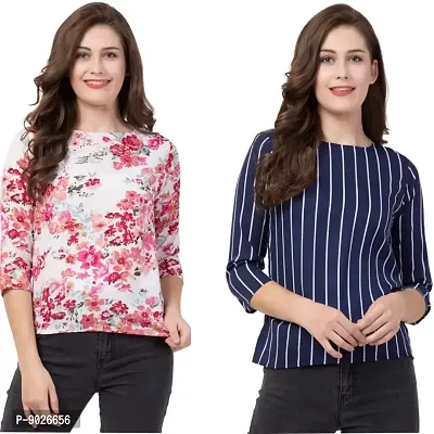 REVEXO,Combo Set of 02,Printed Ladies Top.-thumb0