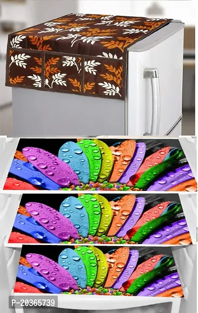 Classy Printed Fridge Cover and Mat, Combo set