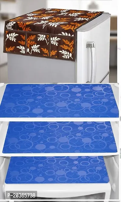 Classy Printed Fridge Cover and Mat, Combo set