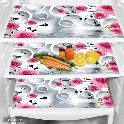 Classy Printed PVC Fridge Mat, Pack of 3