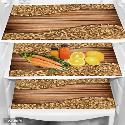 Classy Printed PVC Fridge Mat, Pack of 3