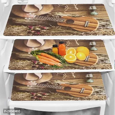 Classy Printed PVC Fridge Mat, Pack of 3