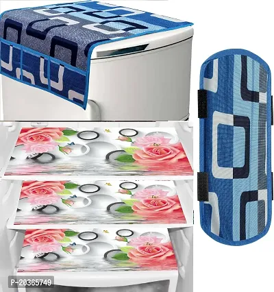 Classy Printed Fridge Cover and Mat, Combo set