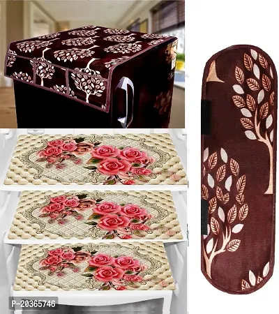 Classy Printed Fridge Cover and Mat, Combo set-thumb0