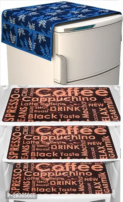 Classy Printed Fridge Cover and Mat, Combo set