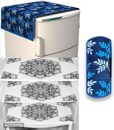 Classy Printed Fridge Cover and Mat, Combo set