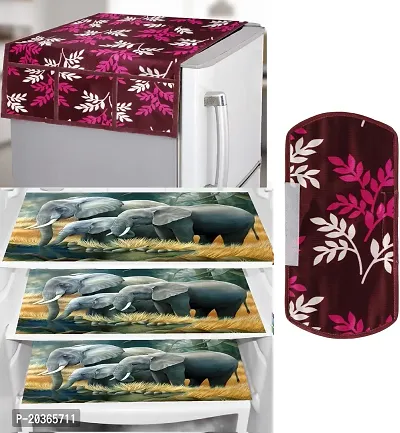 Classy Printed Fridge Cover and Mat, Combo set-thumb0