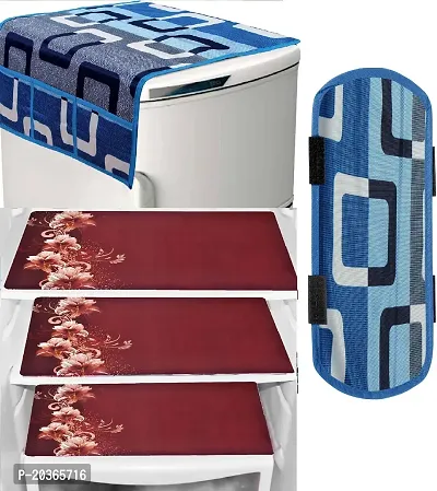 Classy Printed Fridge Cover and Mat, Combo set-thumb0