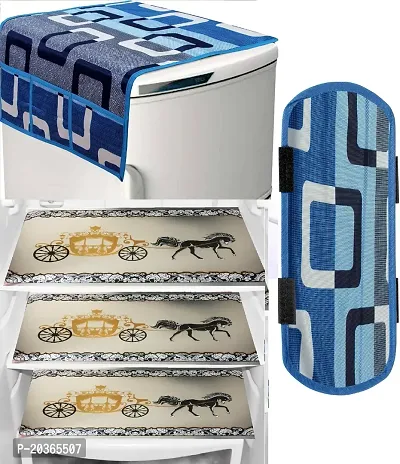 Classy Printed Fridge Cover and Mat, Combo set