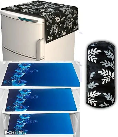 Classy Printed Combo set Cover for Fridge, Pack of 5-thumb0