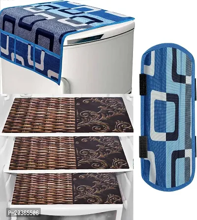 Classy Printed Fridge Cover and Mat, Combo set