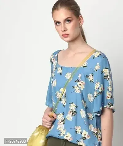 Stylish Blue Cotton Printed Top For Women