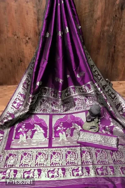 Stylish Fancy Banarasi Silk Saree With Blouse Piece For Women-thumb0