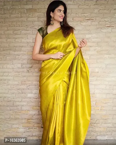 Stylish Fancy Banarasi Silk Saree With Blouse Piece For Women-thumb0